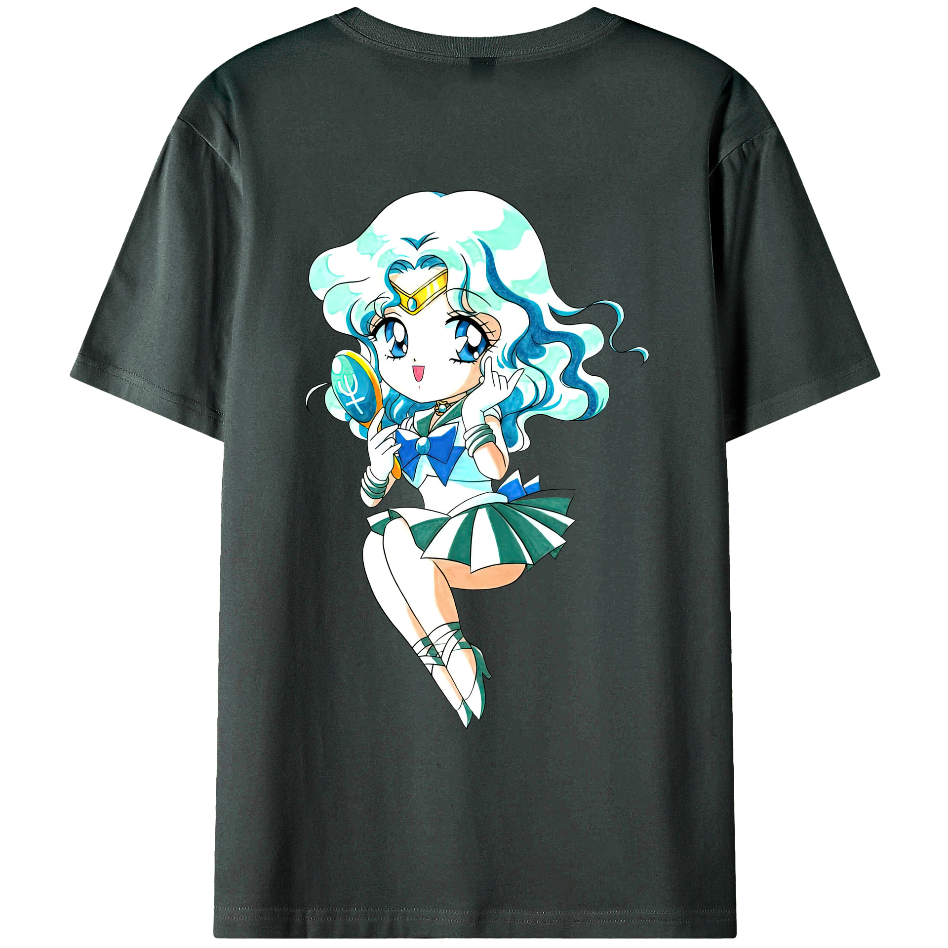 （画像用） 美少女戦士セーラームーン 海王 みちる（かいおう みちる） Sailor Moon Kaiou Michiru 綿100％ メンズ半袖Tシャツ（バックプリント） 通気性